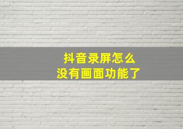 抖音录屏怎么没有画面功能了