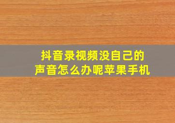 抖音录视频没自己的声音怎么办呢苹果手机