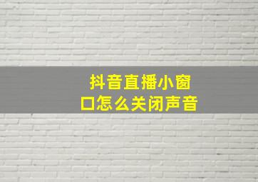 抖音直播小窗口怎么关闭声音