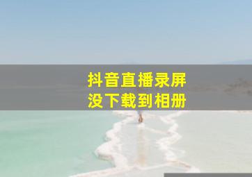 抖音直播录屏没下载到相册