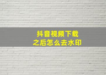 抖音视频下载之后怎么去水印