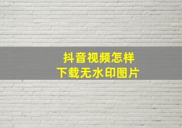 抖音视频怎样下载无水印图片