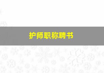 护师职称聘书