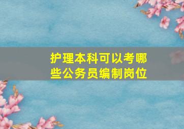 护理本科可以考哪些公务员编制岗位