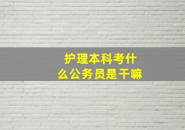 护理本科考什么公务员是干嘛