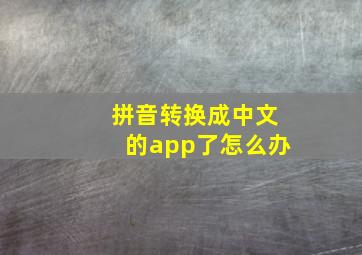 拼音转换成中文的app了怎么办