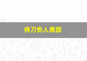 持刀伤人原因