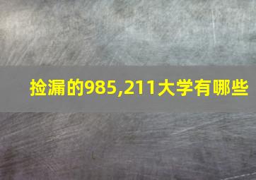 捡漏的985,211大学有哪些