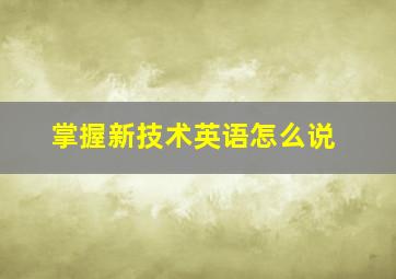 掌握新技术英语怎么说