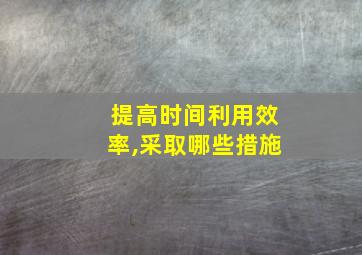 提高时间利用效率,采取哪些措施