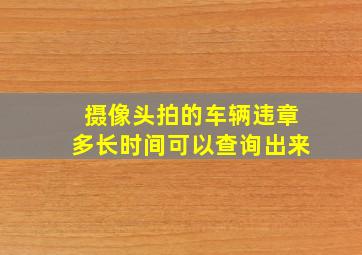 摄像头拍的车辆违章多长时间可以查询出来