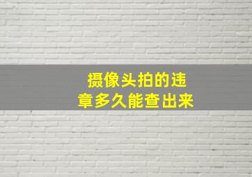 摄像头拍的违章多久能查出来