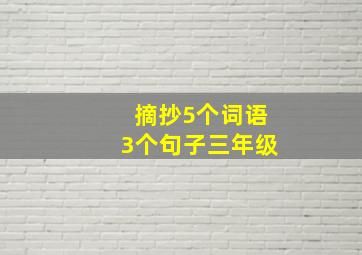 摘抄5个词语3个句子三年级