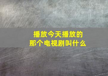 播放今天播放的那个电视剧叫什么