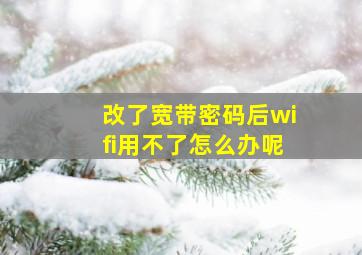 改了宽带密码后wifi用不了怎么办呢