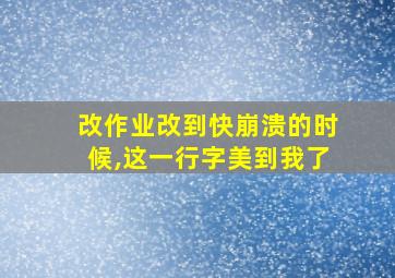 改作业改到快崩溃的时候,这一行字美到我了