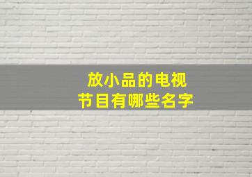 放小品的电视节目有哪些名字