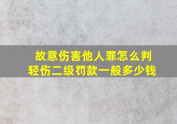 故意伤害他人罪怎么判轻伤二级罚款一般多少钱