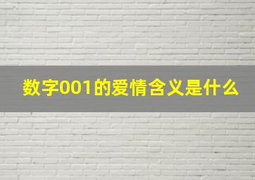 数字001的爱情含义是什么