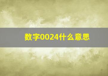 数字0024什么意思