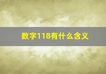 数字118有什么含义