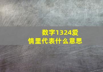 数字1324爱情里代表什么意思