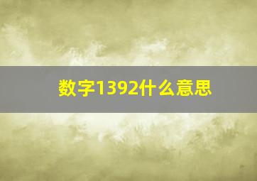 数字1392什么意思