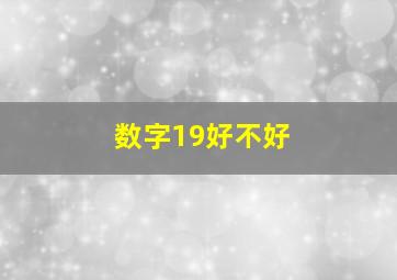 数字19好不好