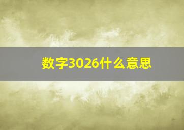 数字3026什么意思