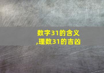 数字31的含义,理数31的吉凶