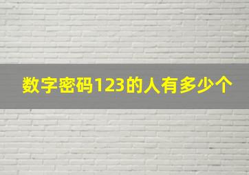 数字密码123的人有多少个