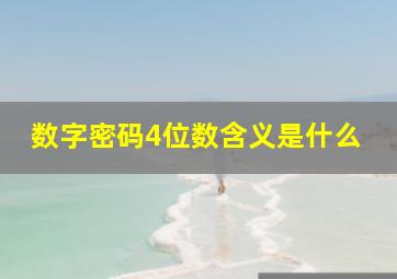 数字密码4位数含义是什么