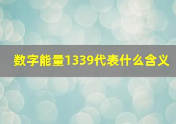 数字能量1339代表什么含义