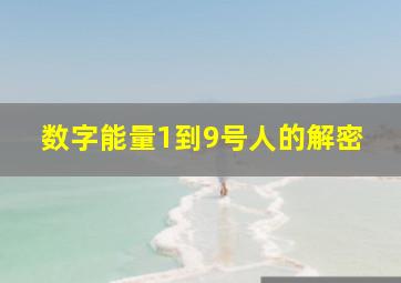 数字能量1到9号人的解密