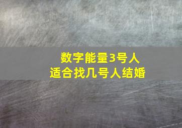 数字能量3号人适合找几号人结婚