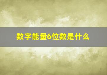 数字能量6位数是什么