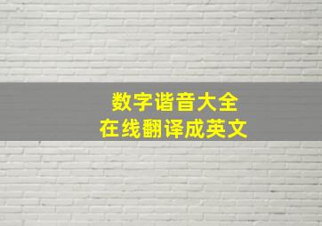 数字谐音大全在线翻译成英文