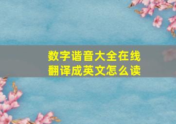 数字谐音大全在线翻译成英文怎么读