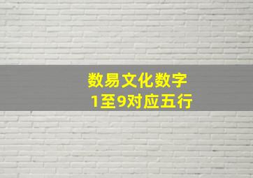 数易文化数字1至9对应五行