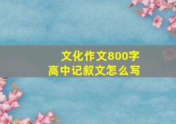 文化作文800字高中记叙文怎么写