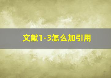 文献1-3怎么加引用