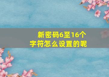 新密码6至16个字符怎么设置的呢