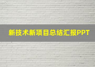 新技术新项目总结汇报PPT