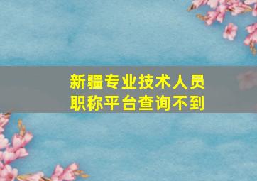 新疆专业技术人员职称平台查询不到