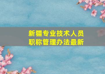 新疆专业技术人员职称管理办法最新