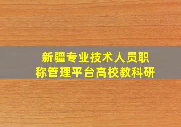 新疆专业技术人员职称管理平台高校教科研