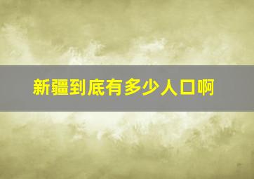 新疆到底有多少人口啊