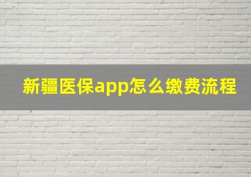 新疆医保app怎么缴费流程