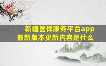 新疆医保服务平台app最新版本更新内容是什么