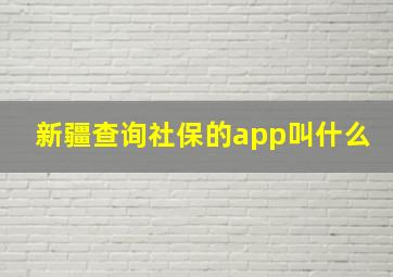 新疆查询社保的app叫什么